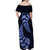 Blue New Zealand Paisley Silver Fern Off Shoulder Maxi Dress Aotearoa Maori LT14 - Polynesian Pride