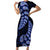 Blue New Zealand Paisley Silver Fern Short Sleeve Bodycon Dress Aotearoa Maori LT14 Long Dress Blue - Polynesian Pride