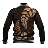 Brown New Zealand Paisley Silver Fern Baseball Jacket Aotearoa Maori LT14 - Polynesian Pride