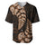 Brown New Zealand Paisley Silver Fern Baseball Jersey Aotearoa Maori LT14 Brown - Polynesian Pride