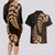 Brown New Zealand Paisley Silver Fern Couples Matching Long Sleeve Bodycon Dress and Hawaiian Shirt Aotearoa Maori LT14 - Polynesian Pride