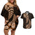 Brown New Zealand Paisley Silver Fern Couples Matching Off Shoulder Short Dress and Hawaiian Shirt Aotearoa Maori LT14 Brown - Polynesian Pride