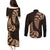 Brown New Zealand Paisley Silver Fern Couples Matching Puletasi Dress and Long Sleeve Button Shirt Aotearoa Maori LT14 - Polynesian Pride