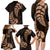 Brown New Zealand Paisley Silver Fern Family Matching Long Sleeve Bodycon Dress and Hawaiian Shirt Aotearoa Maori LT14 - Polynesian Pride