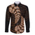 Brown New Zealand Paisley Silver Fern Family Matching Long Sleeve Bodycon Dress and Hawaiian Shirt Aotearoa Maori LT14 Dad's Shirt - Long Sleeve Brown - Polynesian Pride