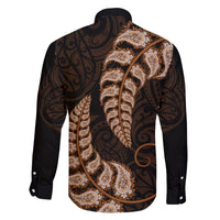 Brown New Zealand Paisley Silver Fern Family Matching Off Shoulder Short Dress and Hawaiian Shirt Aotearoa Maori LT14 - Polynesian Pride