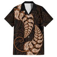 Brown New Zealand Paisley Silver Fern Family Matching Puletasi Dress and Hawaiian Shirt Aotearoa Maori LT14 Dad's Shirt - Short Sleeve Brown - Polynesian Pride