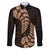 Brown New Zealand Paisley Silver Fern Family Matching Puletasi Dress and Hawaiian Shirt Aotearoa Maori LT14 Dad's Shirt - Long Sleeve Brown - Polynesian Pride