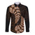 Brown New Zealand Paisley Silver Fern Long Sleeve Button Shirt Aotearoa Maori LT14 Unisex Brown - Polynesian Pride