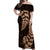 Brown New Zealand Paisley Silver Fern Off Shoulder Maxi Dress Aotearoa Maori LT14 Women Brown - Polynesian Pride