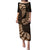 Brown New Zealand Paisley Silver Fern Puletasi Aotearoa Maori LT14 Long Dress Brown - Polynesian Pride