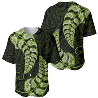 Green New Zealand Paisley Silver Fern Baseball Jersey Aotearoa Maori LT14 - Polynesian Pride