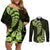 Green New Zealand Paisley Silver Fern Couples Matching Off Shoulder Short Dress and Long Sleeve Button Shirt Aotearoa Maori LT14 Green - Polynesian Pride