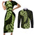 Green New Zealand Paisley Silver Fern Couples Matching Short Sleeve Bodycon Dress and Long Sleeve Button Shirt Aotearoa Maori LT14 Green - Polynesian Pride