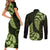 Green New Zealand Paisley Silver Fern Couples Matching Short Sleeve Bodycon Dress and Long Sleeve Button Shirt Aotearoa Maori LT14 - Polynesian Pride