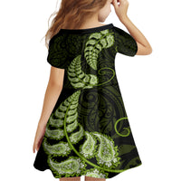 Green New Zealand Paisley Silver Fern Family Matching Long Sleeve Bodycon Dress and Hawaiian Shirt Aotearoa Maori LT14 - Polynesian Pride