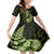 Green New Zealand Paisley Silver Fern Family Matching Off Shoulder Short Dress and Hawaiian Shirt Aotearoa Maori LT14 Daughter's Dress Green - Polynesian Pride