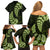 Green New Zealand Paisley Silver Fern Family Matching Off Shoulder Short Dress and Hawaiian Shirt Aotearoa Maori LT14 - Polynesian Pride