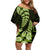 Green New Zealand Paisley Silver Fern Family Matching Off Shoulder Short Dress and Hawaiian Shirt Aotearoa Maori LT14 Mom's Dress Green - Polynesian Pride