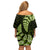 Green New Zealand Paisley Silver Fern Family Matching Off Shoulder Short Dress and Hawaiian Shirt Aotearoa Maori LT14 - Polynesian Pride