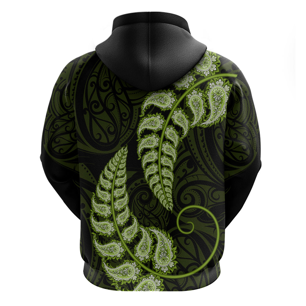 Green New Zealand Paisley Silver Fern Hoodie Aotearoa Maori LT14 - Polynesian Pride