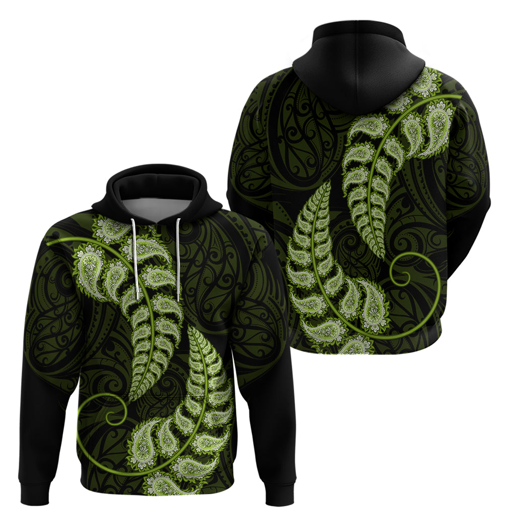 Green New Zealand Paisley Silver Fern Hoodie Aotearoa Maori LT14 - Polynesian Pride