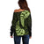 Green New Zealand Paisley Silver Fern Off Shoulder Sweater Aotearoa Maori LT14 - Polynesian Pride