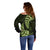 Green New Zealand Paisley Silver Fern Off Shoulder Sweater Aotearoa Maori LT14 - Polynesian Pride