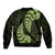 Green New Zealand Paisley Silver Fern Sleeve Zip Bomber Jacket Aotearoa Maori LT14 - Polynesian Pride