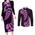 Purple New Zealand Paisley Silver Fern Couples Matching Long Sleeve Bodycon Dress and Long Sleeve Button Shirt Aotearoa Maori LT14 Purple - Polynesian Pride