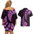 Purple New Zealand Paisley Silver Fern Couples Matching Off Shoulder Short Dress and Hawaiian Shirt Aotearoa Maori LT14 - Polynesian Pride