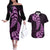 Purple New Zealand Paisley Silver Fern Couples Matching Off The Shoulder Long Sleeve Dress and Hawaiian Shirt Aotearoa Maori LT14 Purple - Polynesian Pride