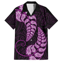 Purple New Zealand Paisley Silver Fern Family Matching Off Shoulder Long Sleeve Dress and Hawaiian Shirt Aotearoa Maori LT14 Dad's Shirt - Short Sleeve Purple - Polynesian Pride