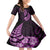 Purple New Zealand Paisley Silver Fern Family Matching Off Shoulder Short Dress and Hawaiian Shirt Aotearoa Maori LT14 Daughter's Dress Purple - Polynesian Pride