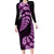 Purple New Zealand Paisley Silver Fern Long Sleeve Bodycon Dress Aotearoa Maori LT14 Long Dress Purple - Polynesian Pride