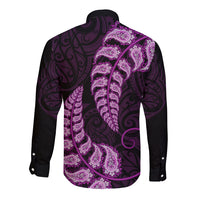 Purple New Zealand Paisley Silver Fern Long Sleeve Button Shirt Aotearoa Maori LT14 - Polynesian Pride
