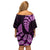 Purple New Zealand Paisley Silver Fern Off Shoulder Short Dress Aotearoa Maori LT14 - Polynesian Pride