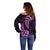 Purple New Zealand Paisley Silver Fern Off Shoulder Sweater Aotearoa Maori LT14 - Polynesian Pride