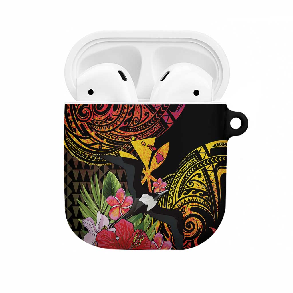 Hawaii Iwa Bird AirPods Case Great Frigatebird Kanaka Tropical Hippie Style LT14 Black - Polynesian Pride
