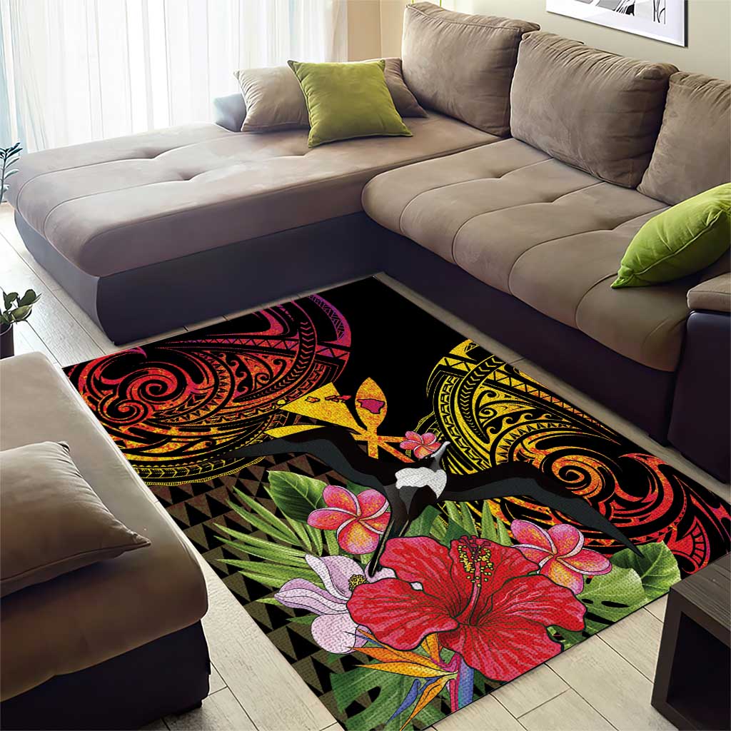 Hawaii Iwa Bird Area Rug Great Frigatebird Kanaka Tropical Hippie Style - Polynesian Pride