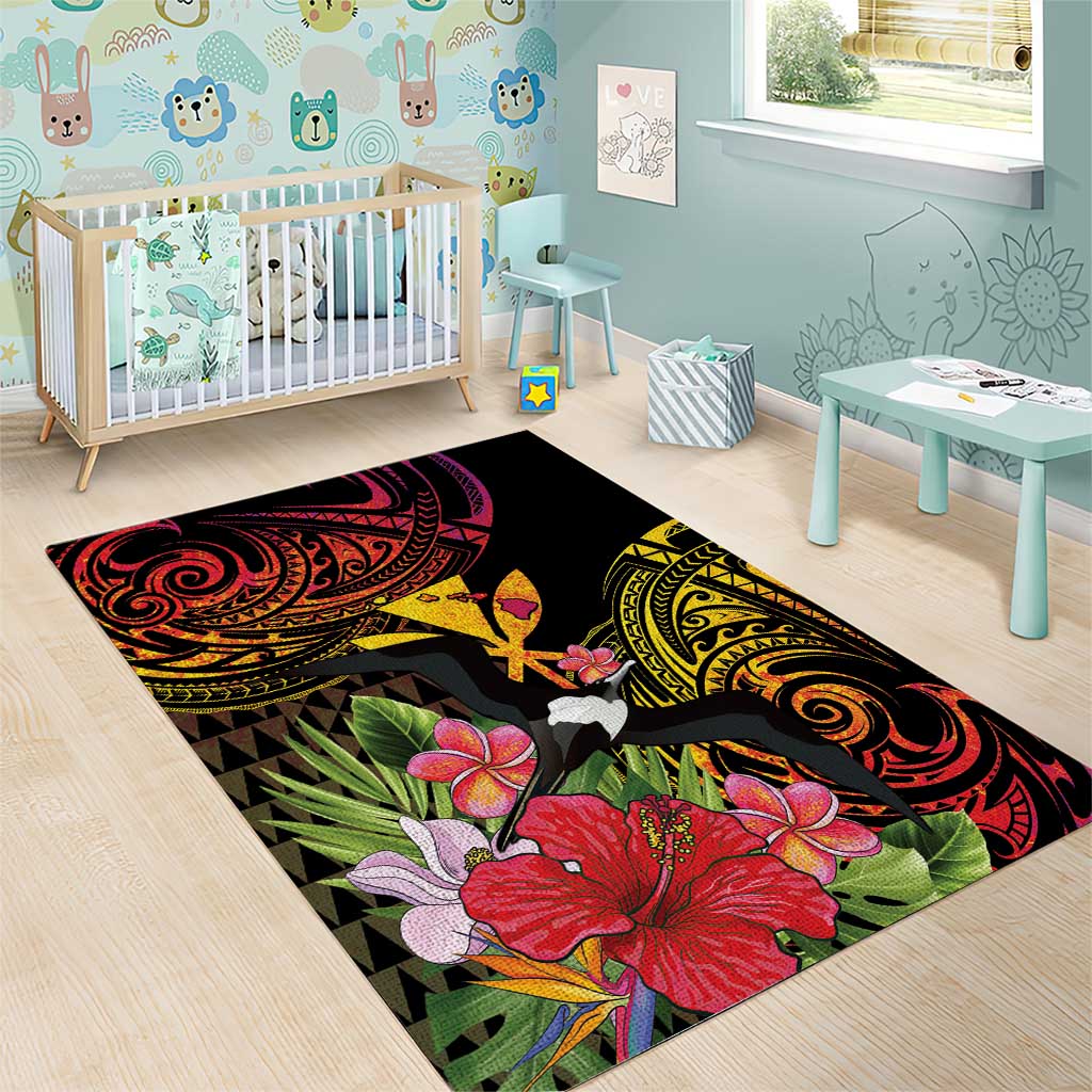 Hawaii Iwa Bird Area Rug Great Frigatebird Kanaka Tropical Hippie Style - Polynesian Pride