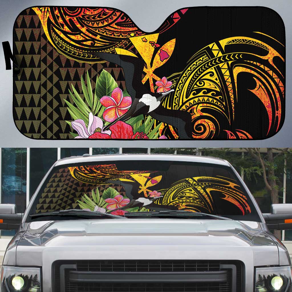Hawaii Iwa Bird Auto Sun Shade Great Frigatebird Kanaka Tropical Hippie Style - Polynesian Pride