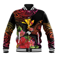 Hawaii Iwa Bird Baseball Jacket Great Frigatebird Kanaka Tropical Hippie Style LT14 Unisex Black - Polynesian Pride