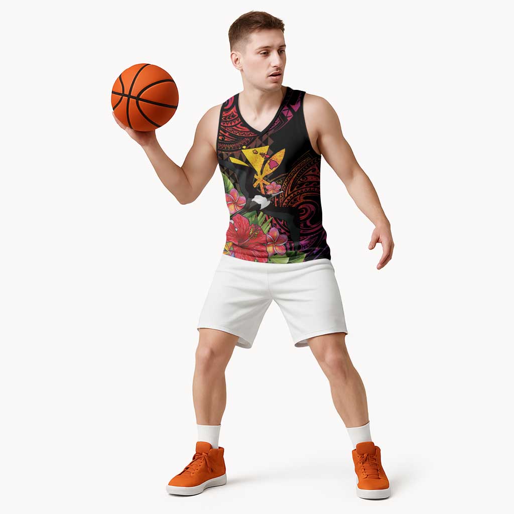 Hawaii Iwa Bird Basketball Jersey Great Frigatebird Kanaka Tropical Hippie Style - Polynesian Pride