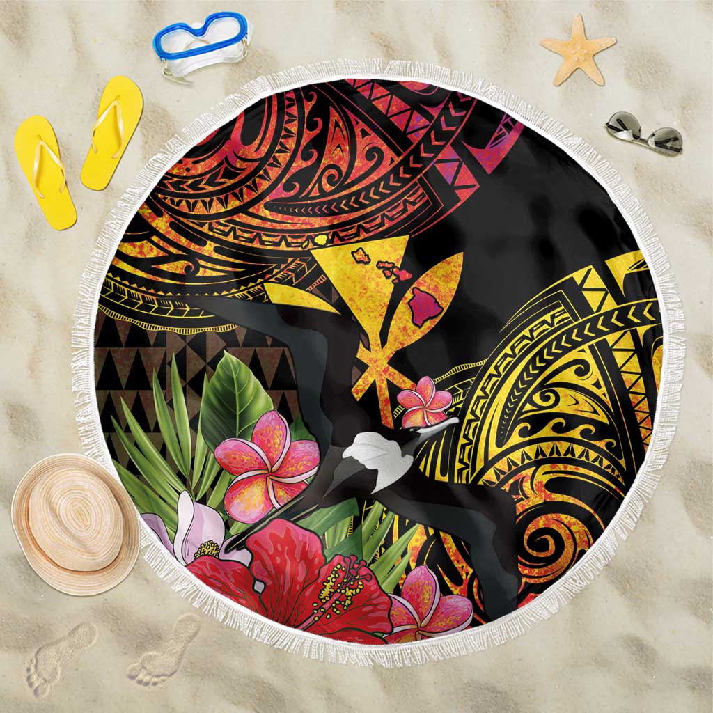 Hawaii Iwa Bird Beach Blanket Great Frigatebird Kanaka Tropical Hippie Style - Polynesian Pride