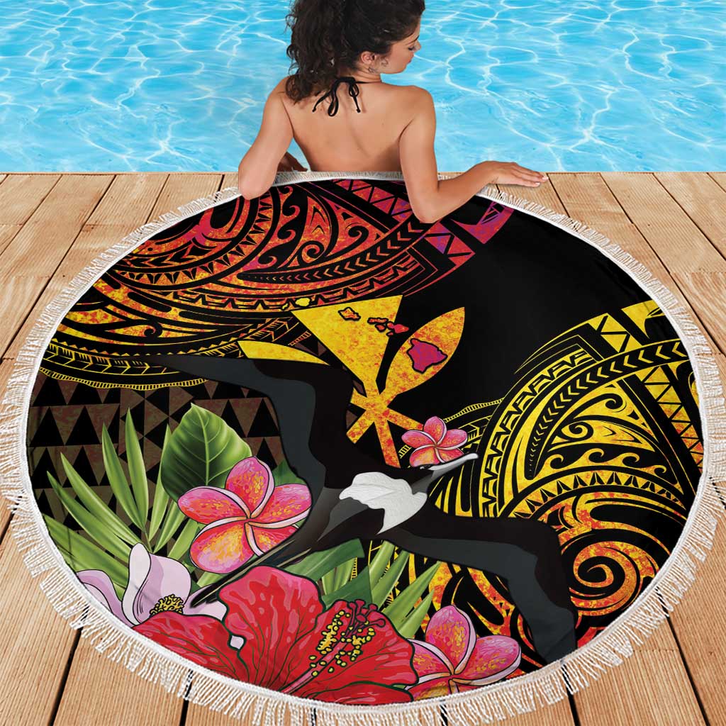Hawaii Iwa Bird Beach Blanket Great Frigatebird Kanaka Tropical Hippie Style - Polynesian Pride