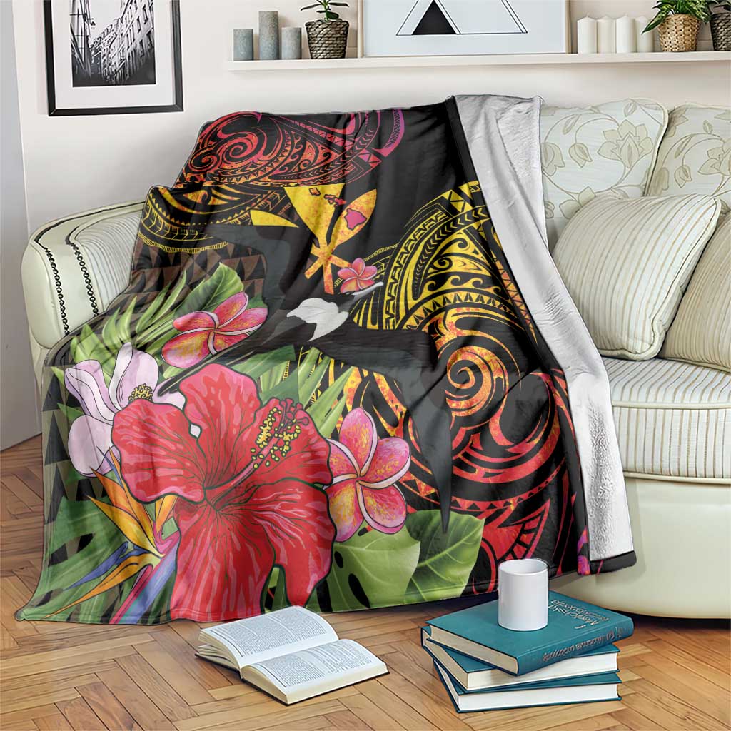 Hawaii Iwa Bird Blanket Great Frigatebird Kanaka Tropical Hippie Style - Polynesian Pride