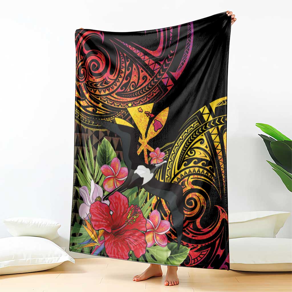 Hawaii Iwa Bird Blanket Great Frigatebird Kanaka Tropical Hippie Style - Polynesian Pride