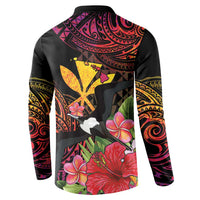 Hawaii Iwa Bird Button Sweatshirt Great Frigatebird Kanaka Tropical Hippie Style LT14 - Polynesian Pride