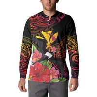 Hawaii Iwa Bird Button Sweatshirt Great Frigatebird Kanaka Tropical Hippie Style LT14 - Polynesian Pride